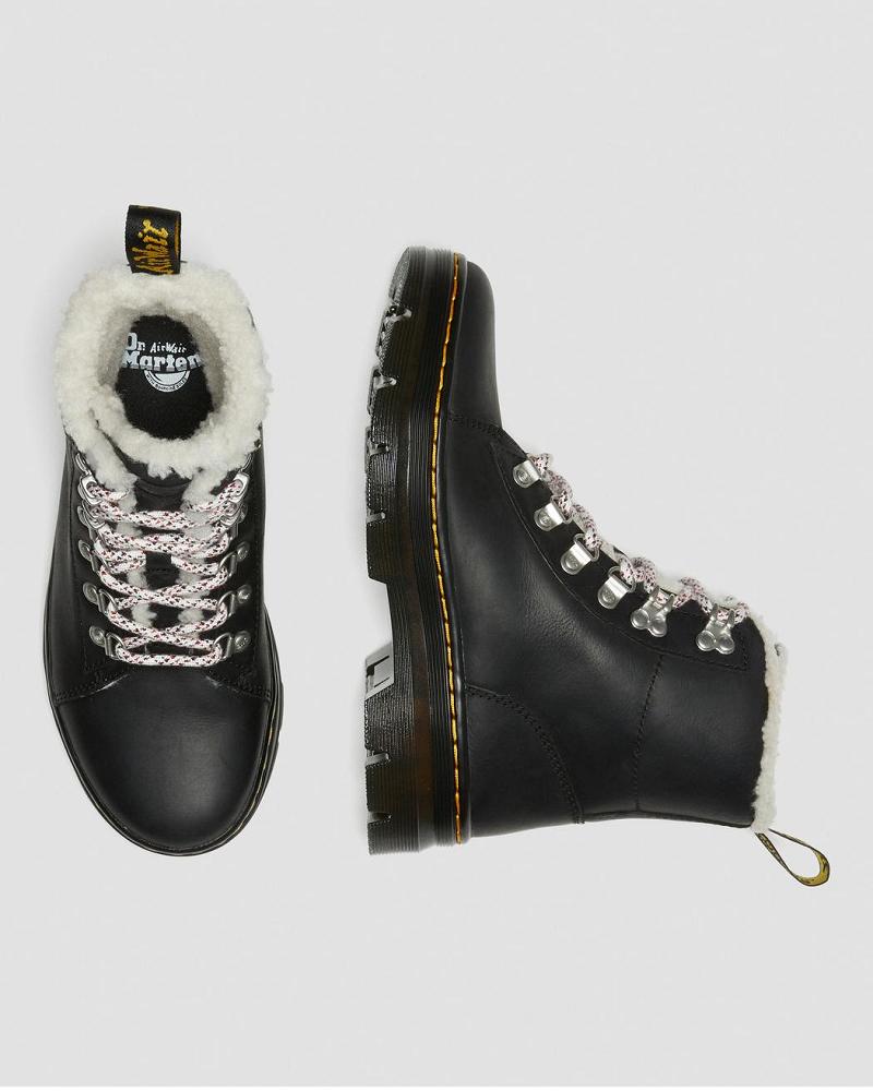 Black Women's Dr Martens Combs Faux Shearling Lined Winter Boots | CA 286DFM